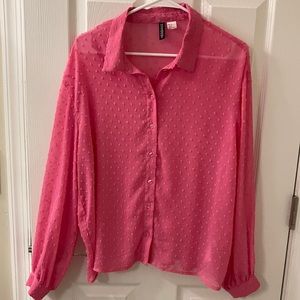 Fun textured sheer pink blouse